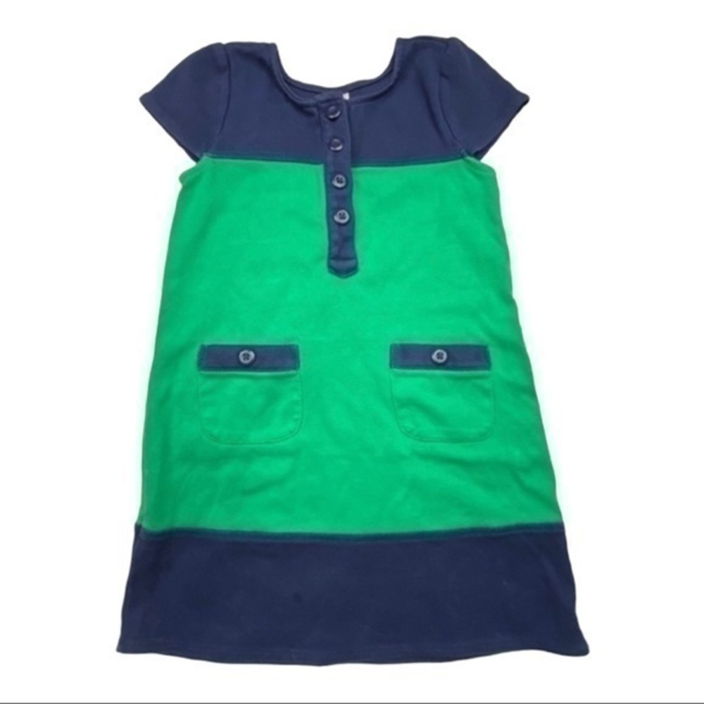 Gymboree Color Block Shift Dress Girls Size 5‎ Short Sleeve Dark Blue and Green